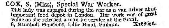Cox S Miss Special War Worker