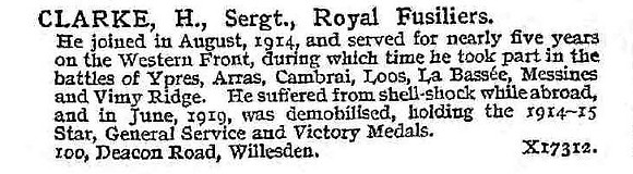 Clarke H Sergt Royal Fusiliers