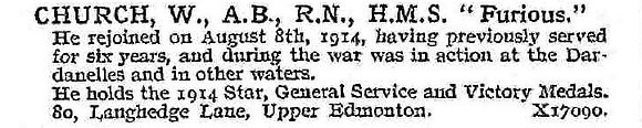 Church W AB HMS Furious Royal Navy