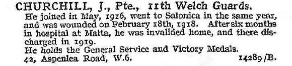 Churchill J Pte Welsh Guards