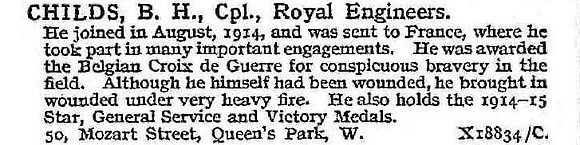 Childs B H Cpl Royal Engineers