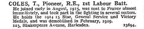 Coles T Pnr Royal Engineers