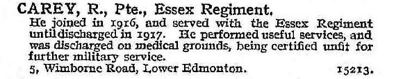 Carey R Pte Essex Regiment
