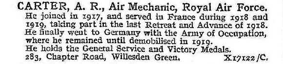Carter A R Air Mech Royal Air Force
