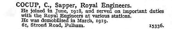 Cocup C Sapper Royal Engineers
