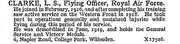 Clarke L S Flying Officer Royal Air Force