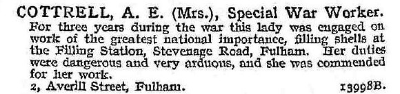 Cottrell A E Mrs Munitions Worker