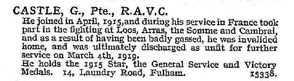 Castle G Pte Army Veterinary Corps