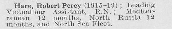 Hare R P Leading Victualling Assistant Royal Navy