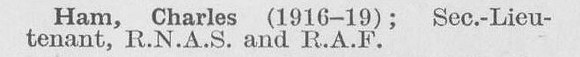 Ham C 2nd Lt Royal Naval Air Service