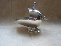 Vintage Silver Plated Coal Scuttle Sugar Bowl With Tongs