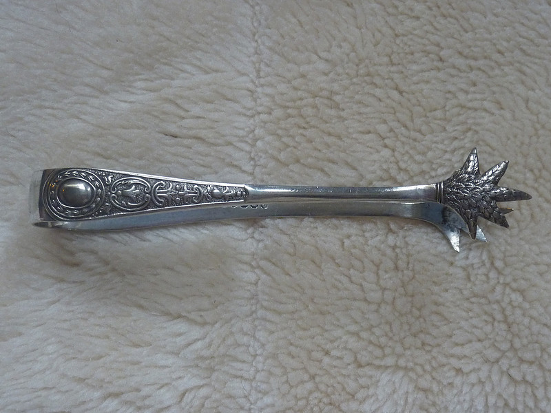 Vintage Silver Plated Coal Scuttle Sugar Bowl With Tongs
