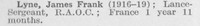 Lyne J F LSergt Army Ordnance Corps (LCC Chief Engineers Department Central Office)