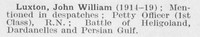 Luxton J W PO 1st Class Royal Navy (LCC Greenwich Tunnel)