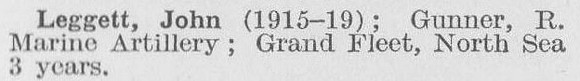 Leggett J Gnr Royal Marine Artillery