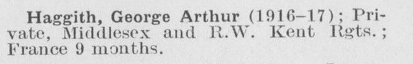 Haggith G A Pte Middlesex Regiment And Royal West Kent Regiment