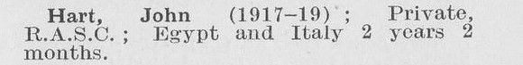 Hart J Pte Army Service Corps
