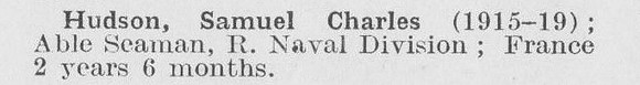 Hudson S C AB Royal Naval Division (LCC Woolwich Ferry And Tunnel)
