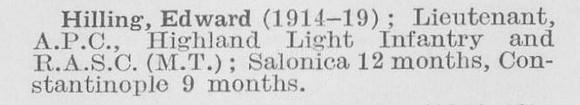 Hilling E Lt Highland Light Infantry