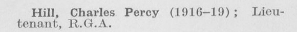 Hill C P Lt Royal Garrison Artillery