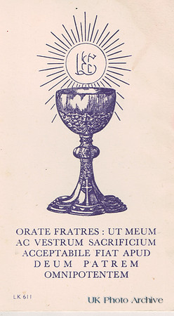 Father Gerard Ratcliffe Ordination Card Front