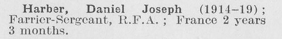 Harber D J Farrier Sergt Royal Field Artillery (LCC Woolwich Ferry And Tunnel)