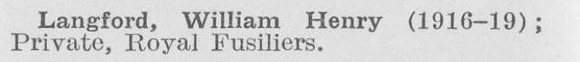 Langford W H Pte Royal Fusiliers