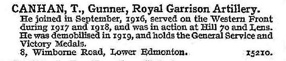 Canhan T Gnr Royal Garrison Artillery