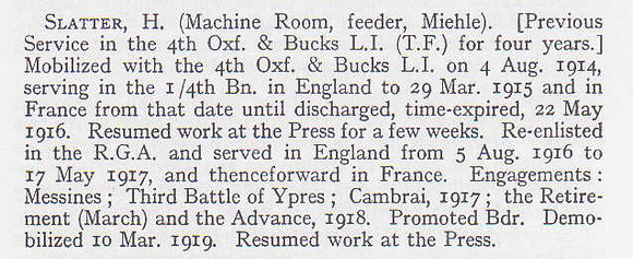 Slatter H Pte 110438 Royal Garrison Artillery