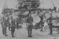 The Pipe Band Of Howe Battalion RND Playing On Board At The Dardanelles