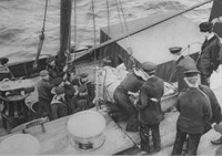 A Wounded Sailor Being Removed From A Battleship