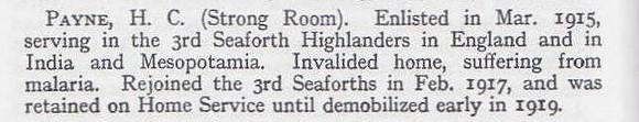 Payne H C Pte 3rd Seaforth Highlanders Short Record Of Service War Record Of The Oxford University Press 1923