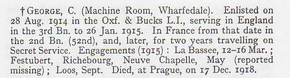 George C Pte 8904 2nd Oxford and Bucks Light Infantry Obit War Record Of The Oxford University Press 1923