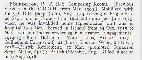 Shrimpton R T Sergt 1453 Queen's Own Oxfordshire Hussars