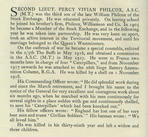 Philcox P V 2nd Lt Obit