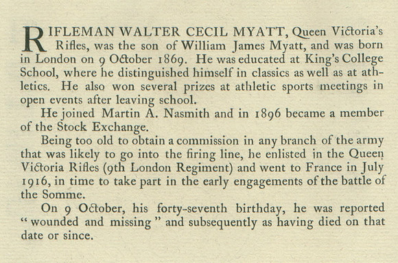 Myatt W C Rifleman Obit