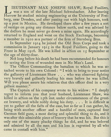 Shaw M J Lt Obit