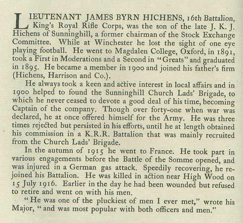 Hichens J B Lt Obit