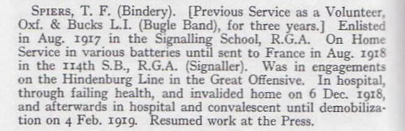 Spiers T F Gnr 170748 Royal Garrison Artillery