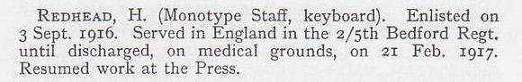 Redhead H Pte 5th Bedfordshire Regiment