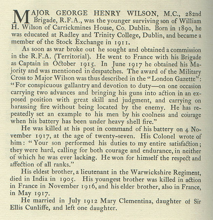 Wilson G H Major MC Obit