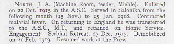 North J A Pte Army Service Corps Short Record Of Service War Record Of The Oxford University Press 1923