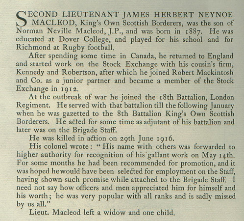 MacLeod J H N 2nd Lt Obit