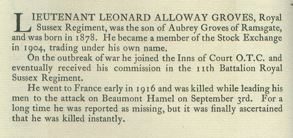 Groves L A Lt Obit