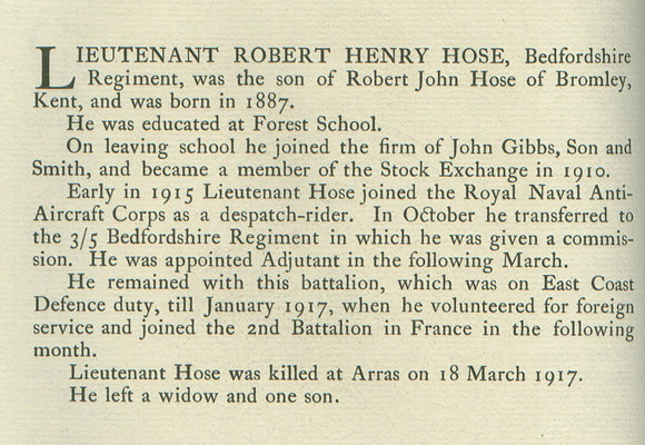 Hose R H Lt Obit