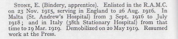Stone E Pte Royal Army Medical Corps