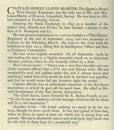 Martin H L Captain Obit