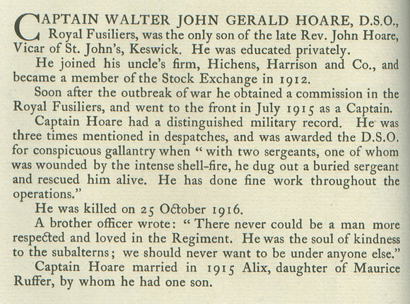 Hoare W J G Captain Obit