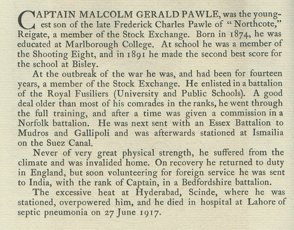 Pawle M G Captain Obit