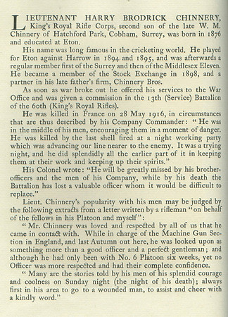 Chinnery H B Lt Obit